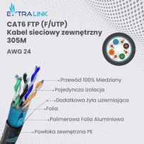 utp kabelis - EXTRALINK CAT5E FTP F/UTP outdoor twisted pair with gel 305m - 7 nuotrauka