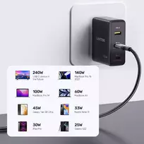 ikrovimo kabelis type 2 - Unitek C14110GY-2M USB-C įkrovimo kabelis 240W 2 m Sidabro sp./Juoda sp. (Silver/Black) - 3 nuotrauka