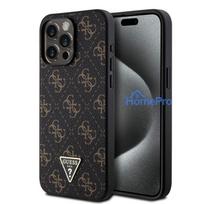 iphone 15 pro max deklas - Apple iPhone 14 Pro Guess 4G Triangle Metal Logo dėklas - Juodas (Black) - 5 nuotrauka
