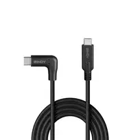 usb type c laidas 2 m - LINDY 32017 USB 3.2 Type-C Laidas 0.5m 90° Kampas Juodas (Black) - 5 nuotrauka