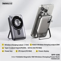magsafe baterija - Remax RPP-695, 10000mAh, 15W, MagSafe, pilkas (grey) - 2 nuotrauka