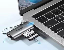ugreen sd - Ugreen CM184  USB-C 3.1, microSD + SD, pilkas - 2 nuotrauka