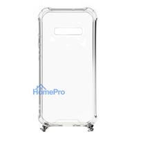 telefono dirzelis ant kaklo - Korpuso galas, galinis dangtelis Evelatus         Samsung      S10 Silicone TPU Transparent with Necklace Strap       Space Gray - 2 nuotrauka