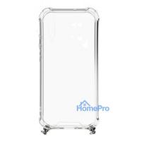 telefono dirzelis ant kaklo - Korpuso galas, galinis dangtelis Evelatus         Samsung      A70 Silicone TPU Transparent with Necklace Strap       Silver - 2 nuotrauka