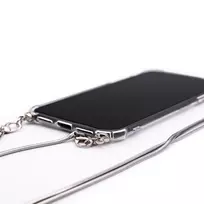 iphone 11 pro max - Korpuso galas, galinis dangtelis Evelatus         Apple      iPhone 11 Pro Max Silicone TPU Transparent with Necklace Strap       Silver - 2 nuotrauka
