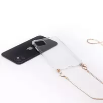 iphone 11 pro max korpusas - Korpuso galas, galinis dangtelis Evelatus         Apple      iPhone 11 Pro Max Silicone TPU Transparent with Necklace Strap       Gold - 2 nuotrauka
