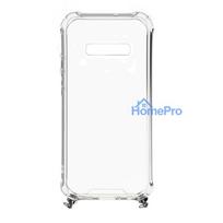 telefono dirzelis ant kaklo - Korpuso galas, galinis dangtelis Evelatus         Samsung      S10 Silicone TPU Transparent with Necklace Strap       Silver - 2 nuotrauka