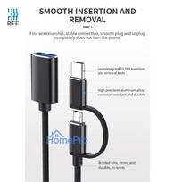 micro usb otg - Kabelis Riff 2in1 OTG, USB 2.0/USB Type C, 1.5 cm, raudona - 5 nuotrauka