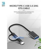 micro usb otg - Kabelis Riff 2in1 OTG, USB 2.0/USB Type C, 1.5 cm, raudona - 7 nuotrauka