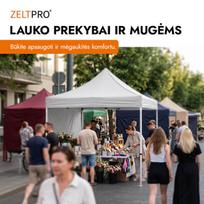 prekybines palapines - Prekybinė palapinė Zeltpro PROFRAME, 3x4,5 m, balta (White) - 22 nuotrauka