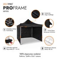 stogine - Prekybinė Palapinė Zeltpro PROFRAME Juoda, 2x2 - 27 nuotrauka