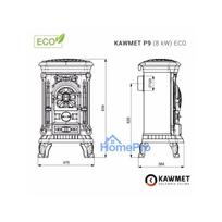 ketaus groteles - Ketaus krosnelė-viryklė KAWMET P9 (8 kW) ECO - 18 nuotrauka