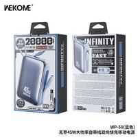 power bank 20000mah - WK Design WP-50, 20000mAh, 45W, mėlynas (blue) - 4 nuotrauka