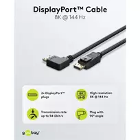 displayport 2.1 kabelis - Goobay DisplayPort 2.1 kabelis 2 m Juodas (Black) - 3 nuotrauka