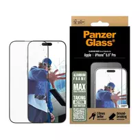 iphone 16 pro apsauginis stiklas - PanzerGlass "Screen Protector Aluminum Frame iPhone 16 Pro Max" Ultra-Wide Fit - 2 nuotrauka