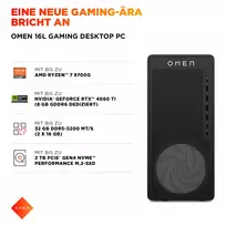 desktop pc - HP Omen 16L TG03-0177ng AMD Ryzen 7 8700F 32GB DDR5 1TB SSD NVIDIA GeForce RTX 5060 Ti Windows 11 Juodas (Black) - 8 nuotrauka