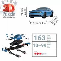 dodge challenger automobilis - RAVENBURGER 3D dėlionė Dodge Challenger Hellcat, 108d., 11283 - 2 nuotrauka