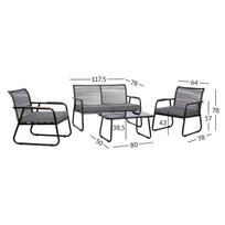 lauko baldai senukai - Lauko baldų komplektas MACOS Sofa, stalas ir 2 kėdės Pilka/Juoda - 2 nuotrauka