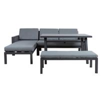lauko baldai stalas suolai - Lauko baldų komplektas Home4you Delgado, pilkas, 5-6 vietų - 3 nuotrauka