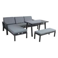 lauko baldai stalas suolai - Lauko baldų komplektas Home4you Delgado, pilkas, 5-6 vietų - 4 nuotrauka