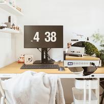 staliukas juoda koja - Kompiuterio stalas reguliuojamo aukščio Home4you Ergo, juodas - 3 nuotrauka
