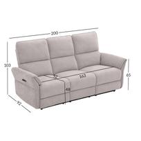recliner sofa - Sofa-reglaineris Home4You DAMIKA, 3-vietė, pilka (Grey) - 2 nuotrauka