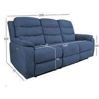 sedynes mechanizmas - Sofa reglaineris su poilsio mechanizmu Home4you Mimi, mėlyna, 93 x 208 cm x 102 cm - 2 nuotrauka