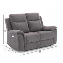 recliner sofa - Home4you Milo 2 Seat Recliner Sofa Grey - 2 nuotrauka