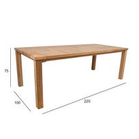 tikmedis - Lauko stalas Home4you Bali, medžio, 220 cm x 100 cm x 75 cm - 2 nuotrauka