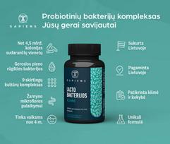 sapiens - SAPIENS maisto papildas LACTO BAKTERIJOS 4,5 mlrd., 60 kaps. - 3 nuotrauka