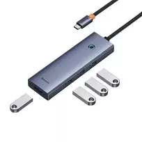 usb c kabelis - 4in1 Hub Baseus UltraJoy USB-C iki USB 3.0 (pilka erdvė) - 4 nuotrauka