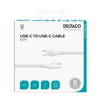 2 5 1 1m - DELTACO USB-C - USB-C, 5Gbit / s, 5A, 1M, baltas / USBC-1502M - 2 nuotrauka