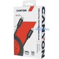 usb type c laidas 2 m - CANYON UC-42, USB4 TYPE-C to TYPE-C cable assembly 20G 2m 5A 240W(ERP) with E-MARK, CE, ROHS, black - 2 nuotrauka