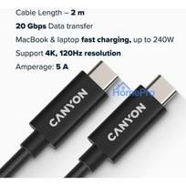 usb type c laidas 2 m - CANYON UC-42, USB4 TYPE-C to TYPE-C cable assembly 20G 2m 5A 240W(ERP) with E-MARK, CE, ROHS, black - 3 nuotrauka