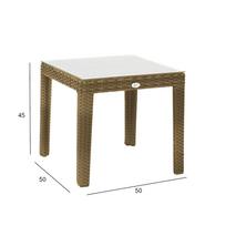 lauko stalai senukai - Lauko stalas Home4you Wicker, smėlio, 50 cm x 50 cm x 45 cm - 4 nuotrauka