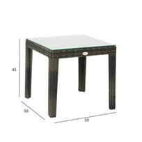 ermitazas stalai - Lauko stalas Home4you Wicker Dark Brown, 53 x 54 x 48 cm - 2 nuotrauka