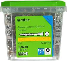 grindu lentos - Sraigtai grindims ESSVE GOLV, 3,9 x 58 mm, vidaus darbams, 250 vnt. - 4 nuotrauka