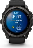 karbon - Garmin Fenix 9 51mm AMOLED Carbon Grey DLC Titanium Black (juodas) - 1 nuotrauka