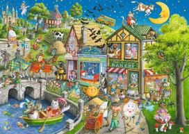 puzzle deliones 1000 - Ravensburger Mother Gooseville, 50 x 70 cm, 1000 det. - 2 nuotrauka