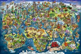 delione 5000 - Ravensburger Illustrated World Map 12001738, 5000 det. - 2 nuotrauka