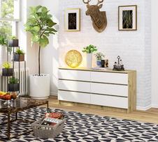 komoda akord - Komoda Akord K160, ąžuolo/balta, 40 cm x 160 cm x 77 cm - 2 nuotrauka