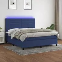 vidaXL Lova su spyruoklėmis/čiužiniu/LED, mėlyna (Blue), 180x200 cm, audinys