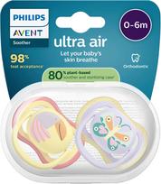 PHILIPS AVENT Ultra Air Animals, 0-6 mėn., 2 vnt., Šviesiai violetinė / Šviesiai geltona (Light lilac / Light yellow)