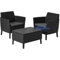 balkono baldai - Keter Salemo Balcony Set w/ Storage Table Graphite - 4 nuotrauka