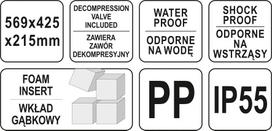 dirzas - Yato hermetiška įrankių ir įrangos dėžė YT-08906, IP55,  569х425х215 mm - 2 nuotrauka