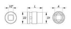 smuginiu galvuciu rinkinys 1 - Yato Hexagonal Impact Socket 1/2'' 20mm - 5 nuotrauka