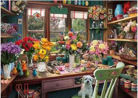 puzzle deliones 1000 - Ravensburger The Flower Arrangers Shed, 50 x 70 cm, 1000 det. - 2 nuotrauka