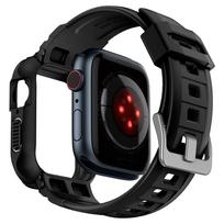 apple watch 9 45mm - Spigen Rugged Armor Pro dėklas su dirželiu Apple Watch 4 / 5 / 6 / 7 / 8 / SE (44/45 mm) - Juodas (Black) - 9 nuotrauka