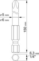 kryzminis raktas - Yato YT-0489, Atsuktuvo antgalių rinkinys 2 vnt. PH1, PH2, 150 mm - 2 nuotrauka