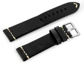 laikrodziu dirzeliai 24mm - Pacific W32 odinis laikrodžio dirželis 24mm Juodas (Black) - 2 nuotrauka